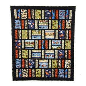children's quilt featuring farm animals
