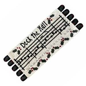 Deck the Halls Table Runner featuring musical notes, and holly