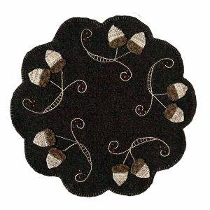 hand-embroidered wool acorn candle mat table centerpiece