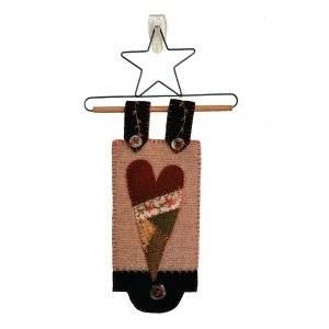 Heart love themed door hanger home decor made in the USA using 100% wool fabrics and hand embroidery.
