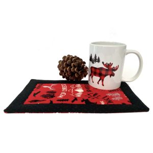 Adventure themed mug rug gift set including a custom ceramic mug
