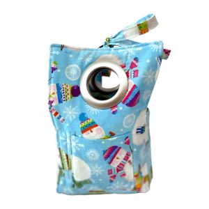 Snowman themed coffee mug tote bag