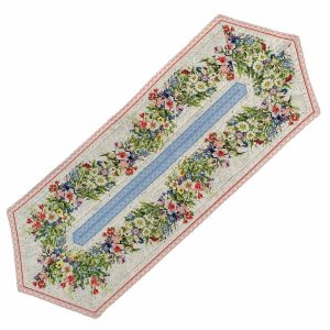 Floral table runner with a "Flowers All Around" design