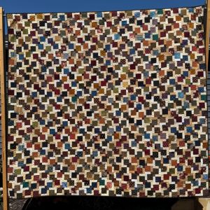 Stepping Stones Quilt, multiple colors of blocks stepping diagonally across the quilt