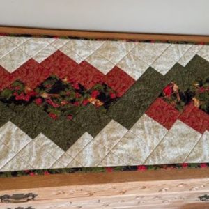 Christmas Twist Table Runner 16 x 53, tan, red and green squares